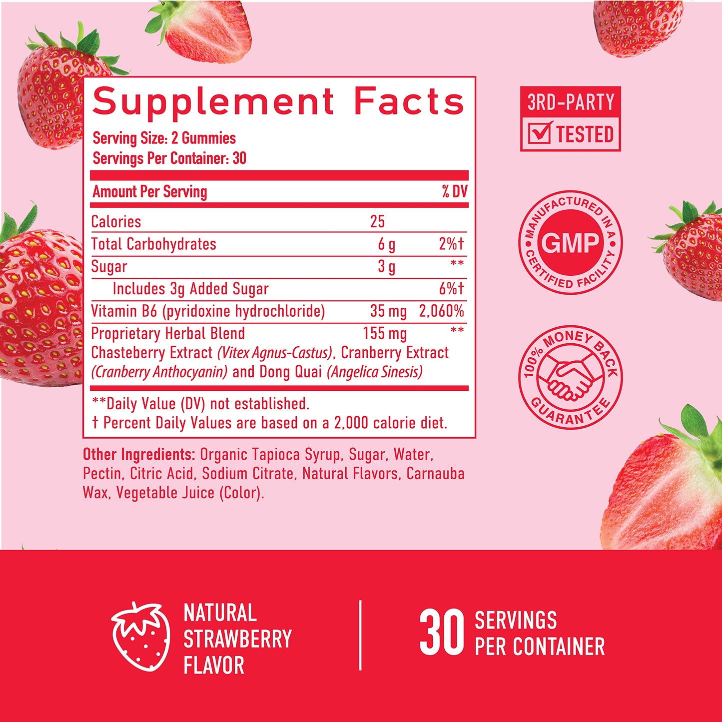 SMNutrition pink label non GMO gluten free PMS gummies for bloating reduction