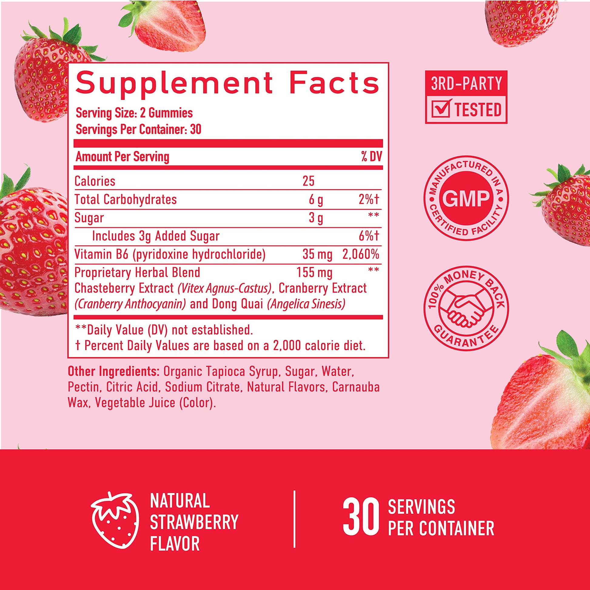 SMNutrition pink label non GMO gluten free PMS gummies for bloating reduction