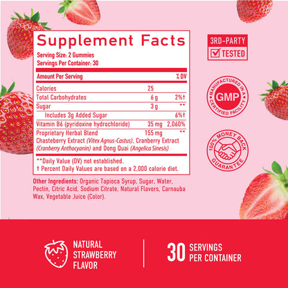 SMNutrition pink label non GMO gluten free PMS gummies for bloating reduction