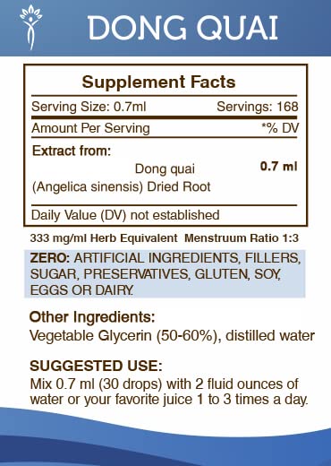 Close up of the non GMO and vegan certification seals on the Secrets of the Tribe Dong Quai liquid herbal extract