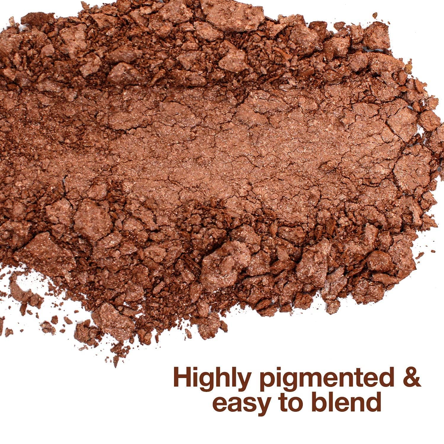 Palladio shimmery powder compact open showing pressed bronzing powder pan