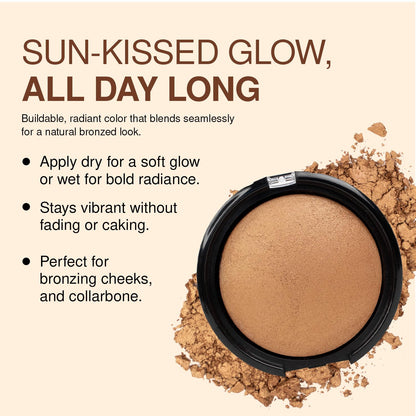 Palladio illuminating tan bronzing powder side view displaying product texture