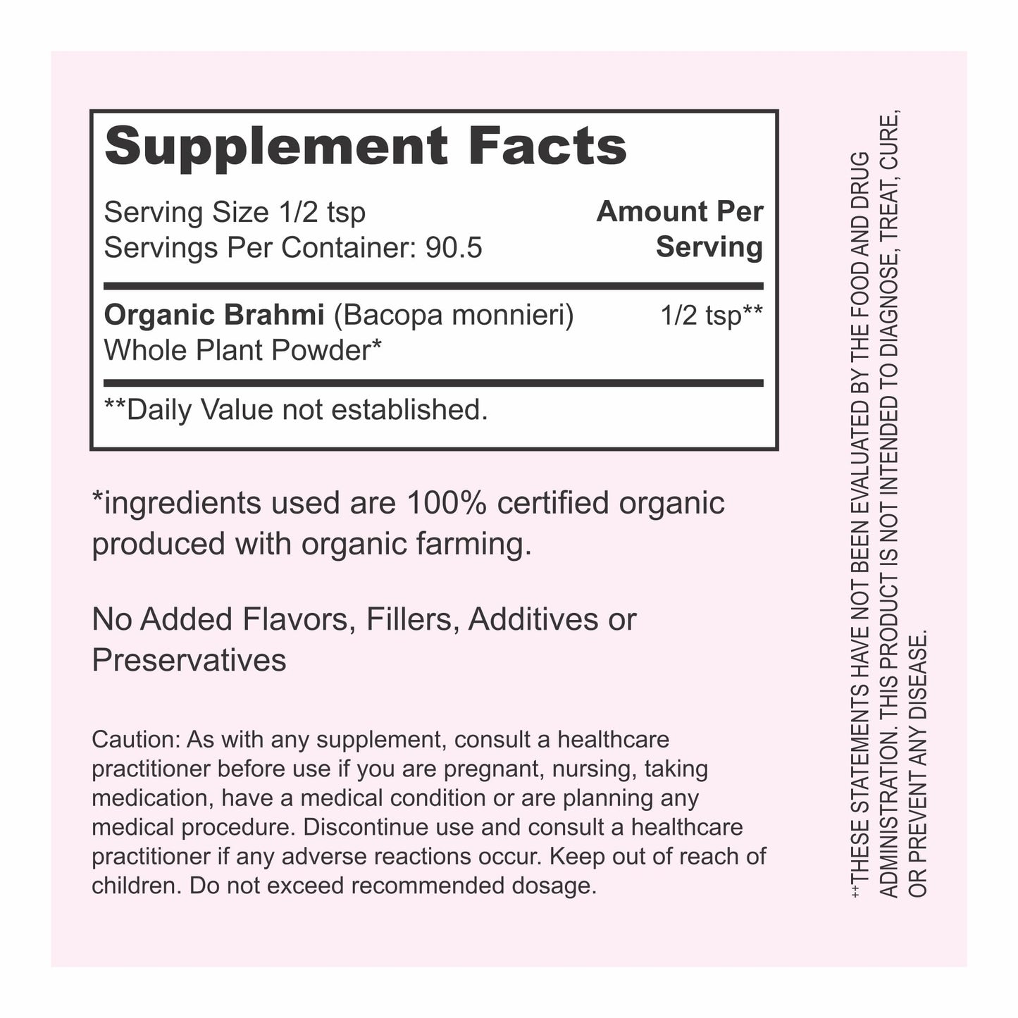 PureAyurbliss Bacopa Monnieri 227g container showing nutritional label