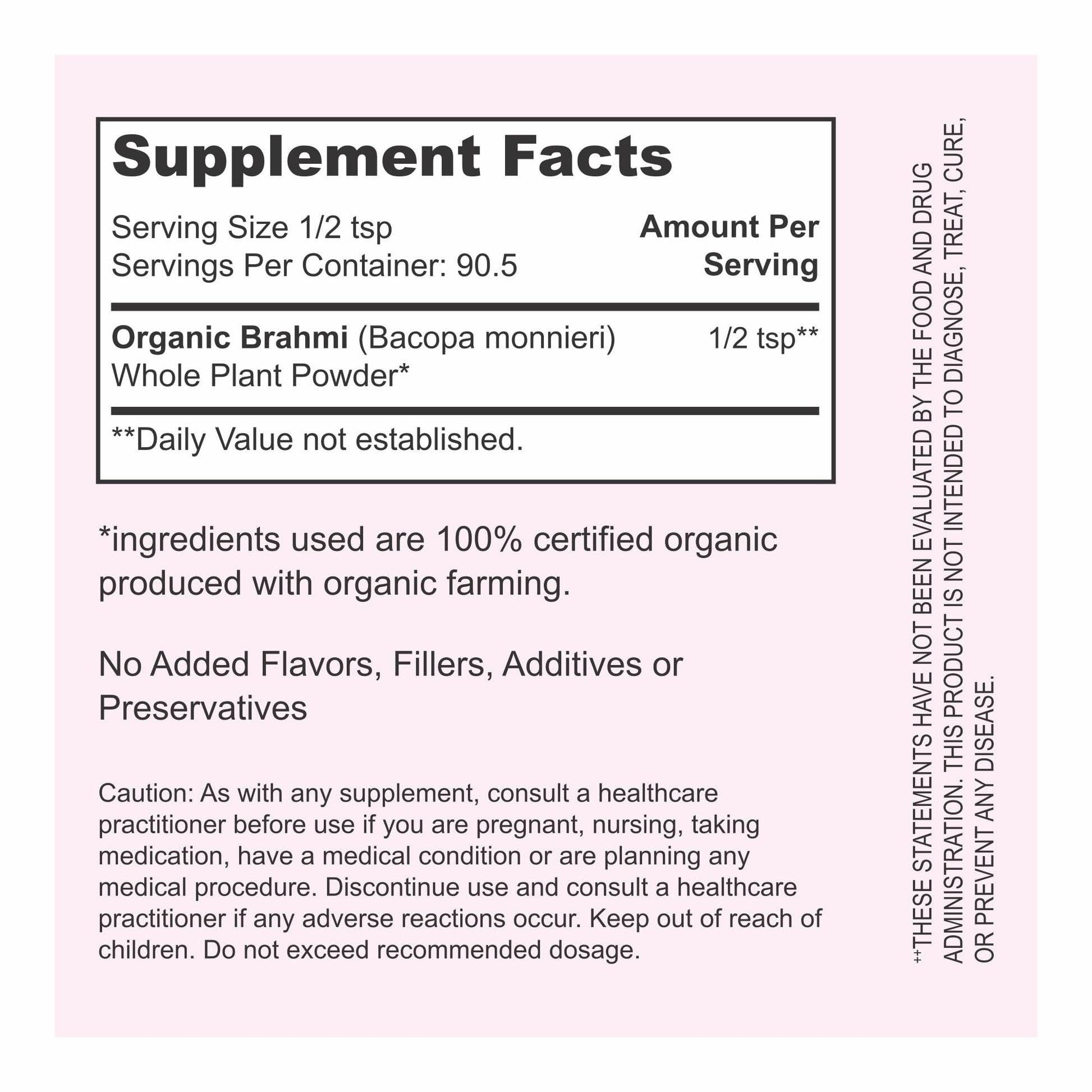PureAyurbliss Bacopa Monnieri 227g container showing nutritional label