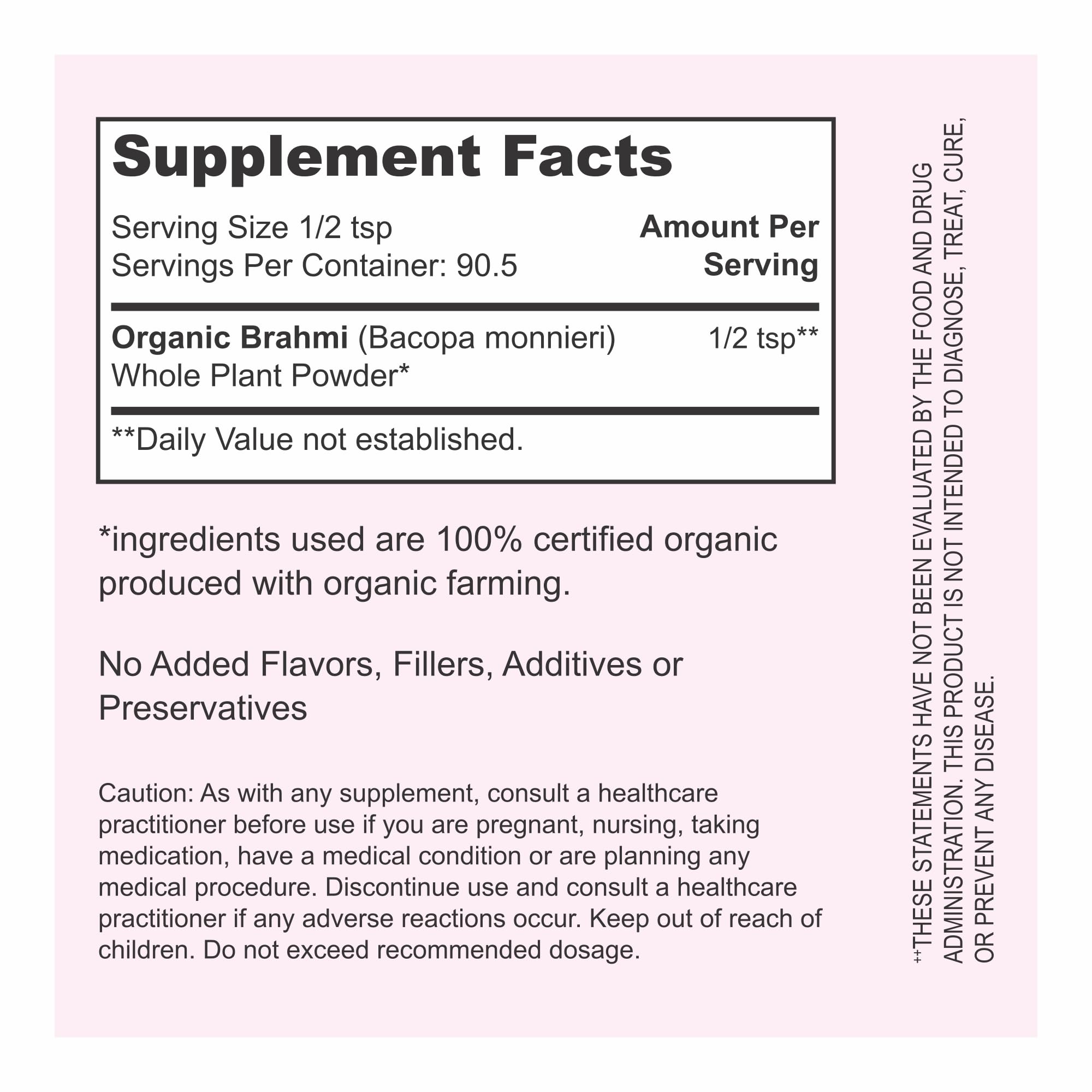 PureAyurbliss Bacopa Monnieri 227g container showing nutritional label