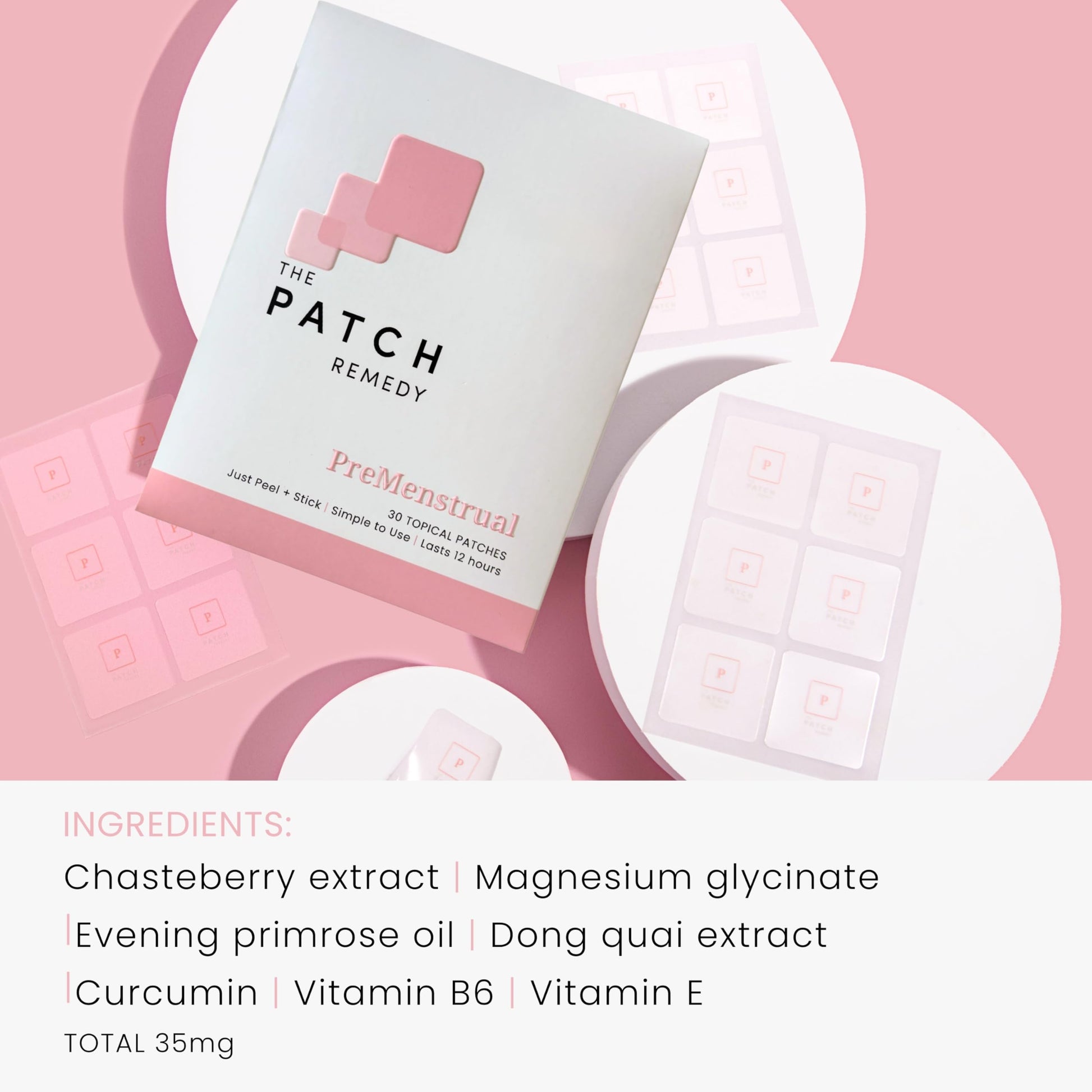 Vegan and latex free menstrual cramp relief patches close up