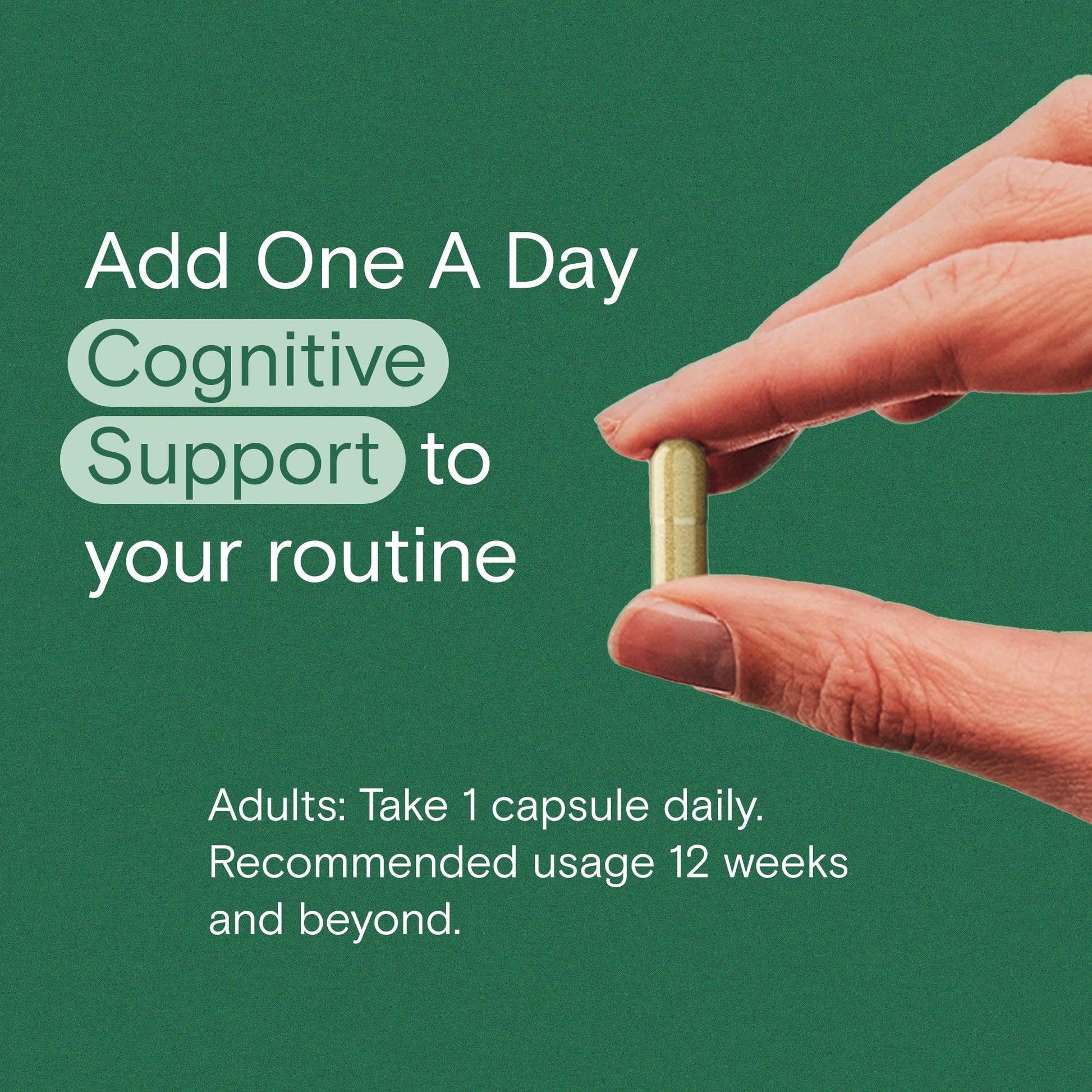 Side view of One A Day Cognitive Support nutrition label and daily dosage instructions