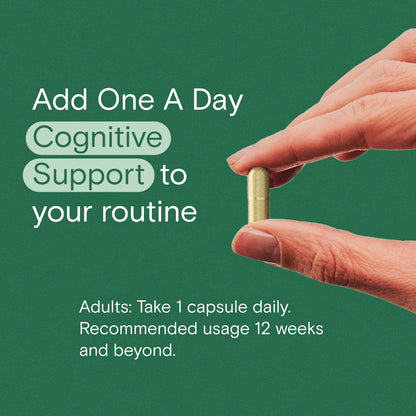 Side view of One A Day Cognitive Support nutrition label and daily dosage instructions