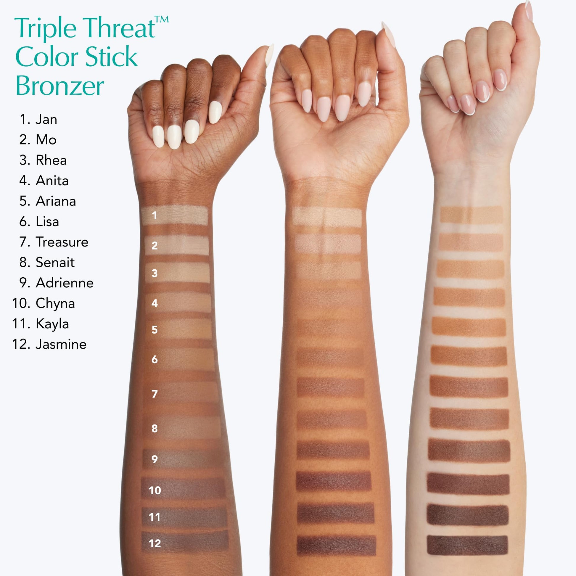 Thrive Causemetics multipurpose face makeup swatch on light medium skin tone