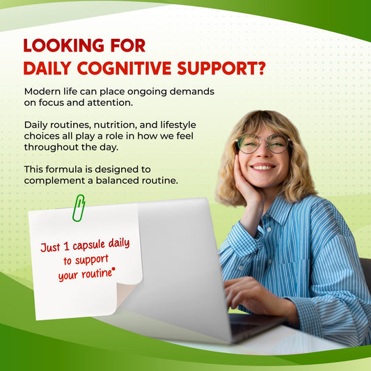 Side view of PEAKPURY nootropic supplement bottle showing the comprehensive 13 ingredient formula facts panel
