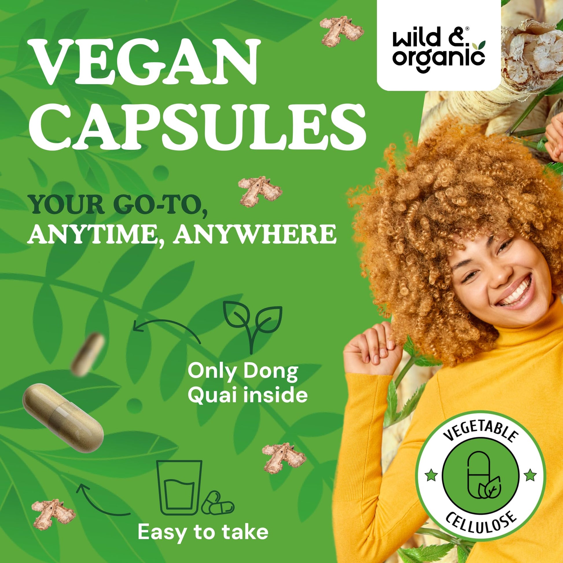 Wild & Organic 1000 mg Dong Quai capsules 45 day supply bottle