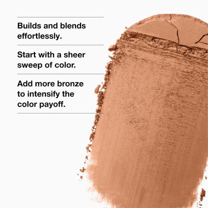 Clinique True Bronze Sunkissed shade powder texture close up showcasing the finely milled shimmer formula.