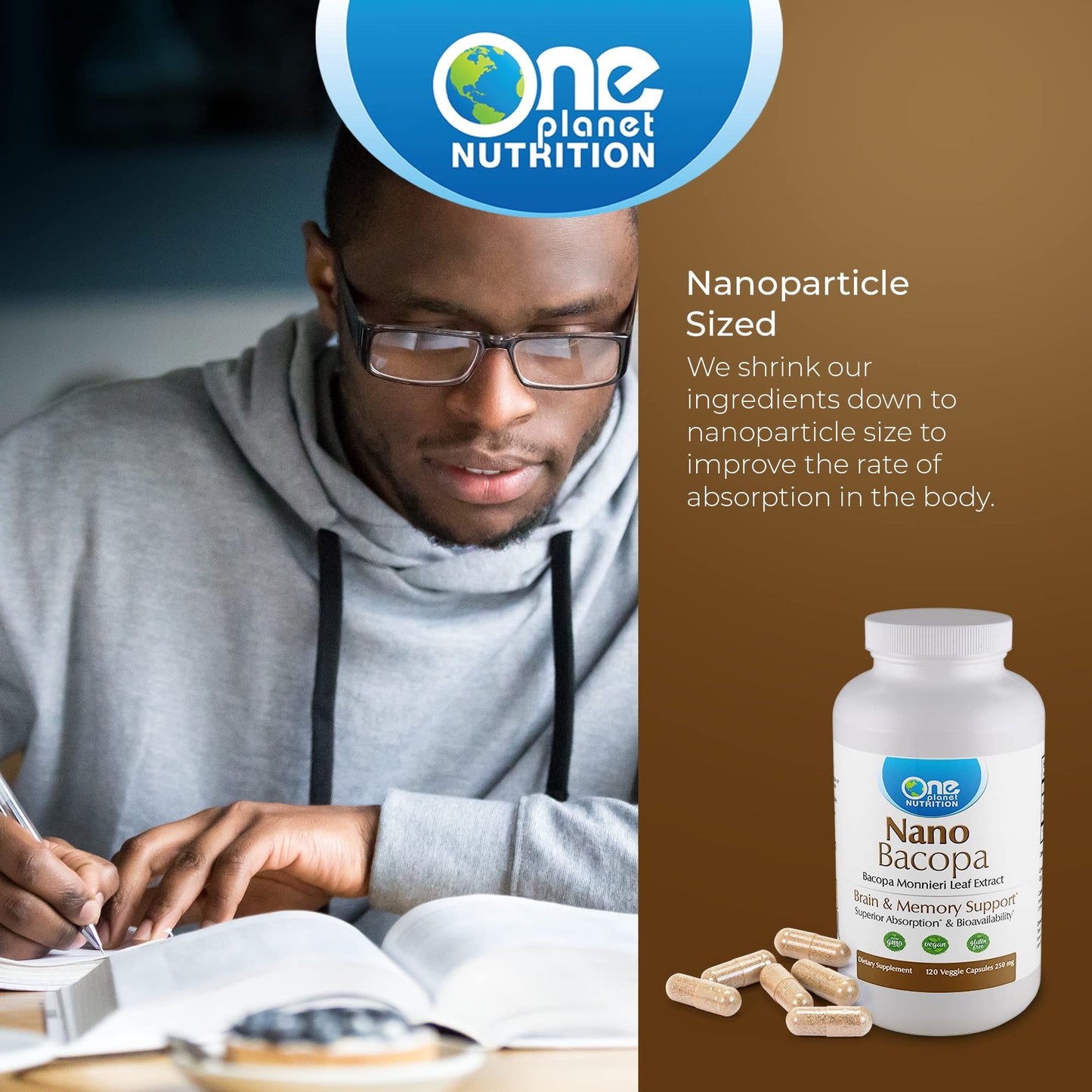One Planet Nutrition Brahmi extract for memory and focus clear details