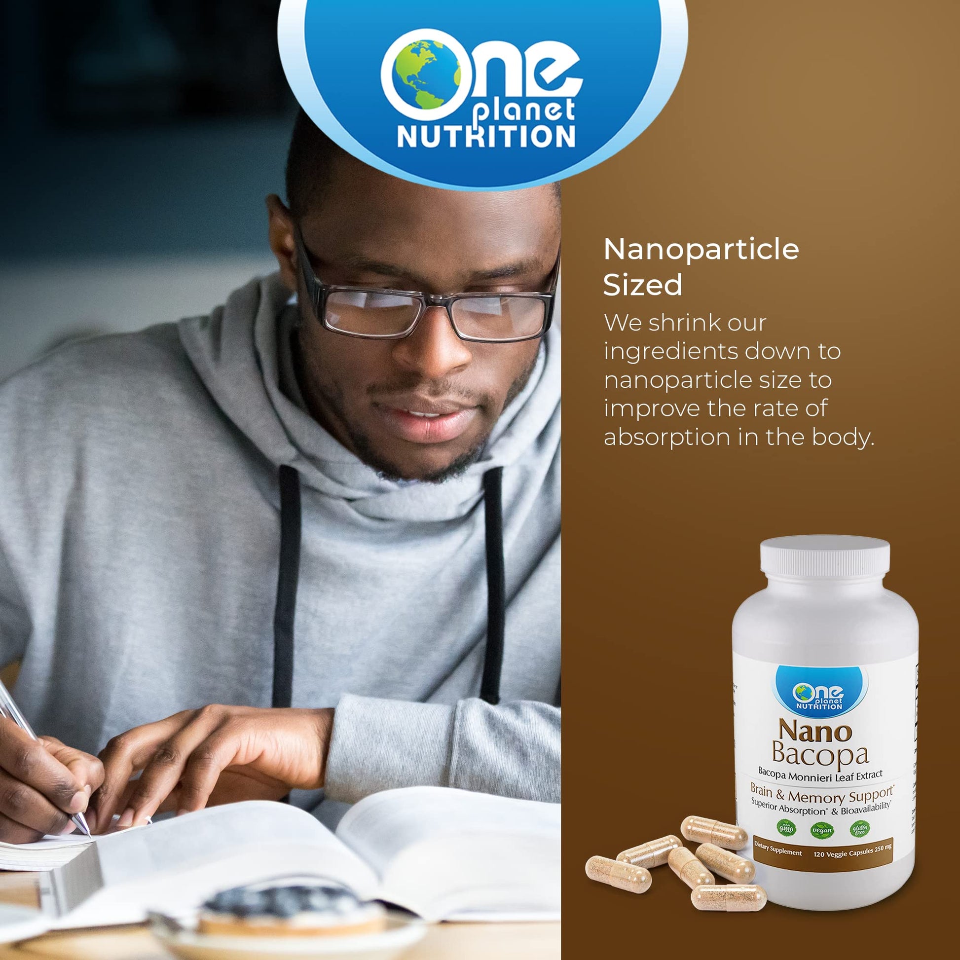 One Planet Nutrition Brahmi extract for memory and focus clear details