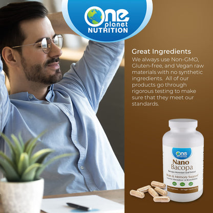 One Planet Nutrition vegan non-GMO nano technology supplement capsule display
