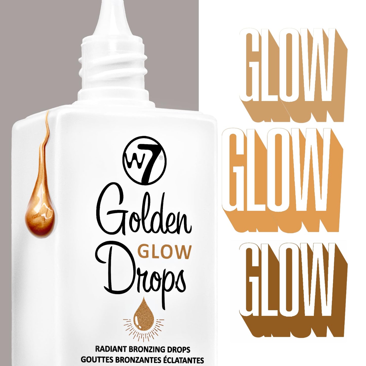 Dewy and radiant sun-kissed skin finish after applying W7 glow drops