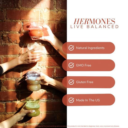 Hermones hormone support supplement ingredients callout graphic illustration