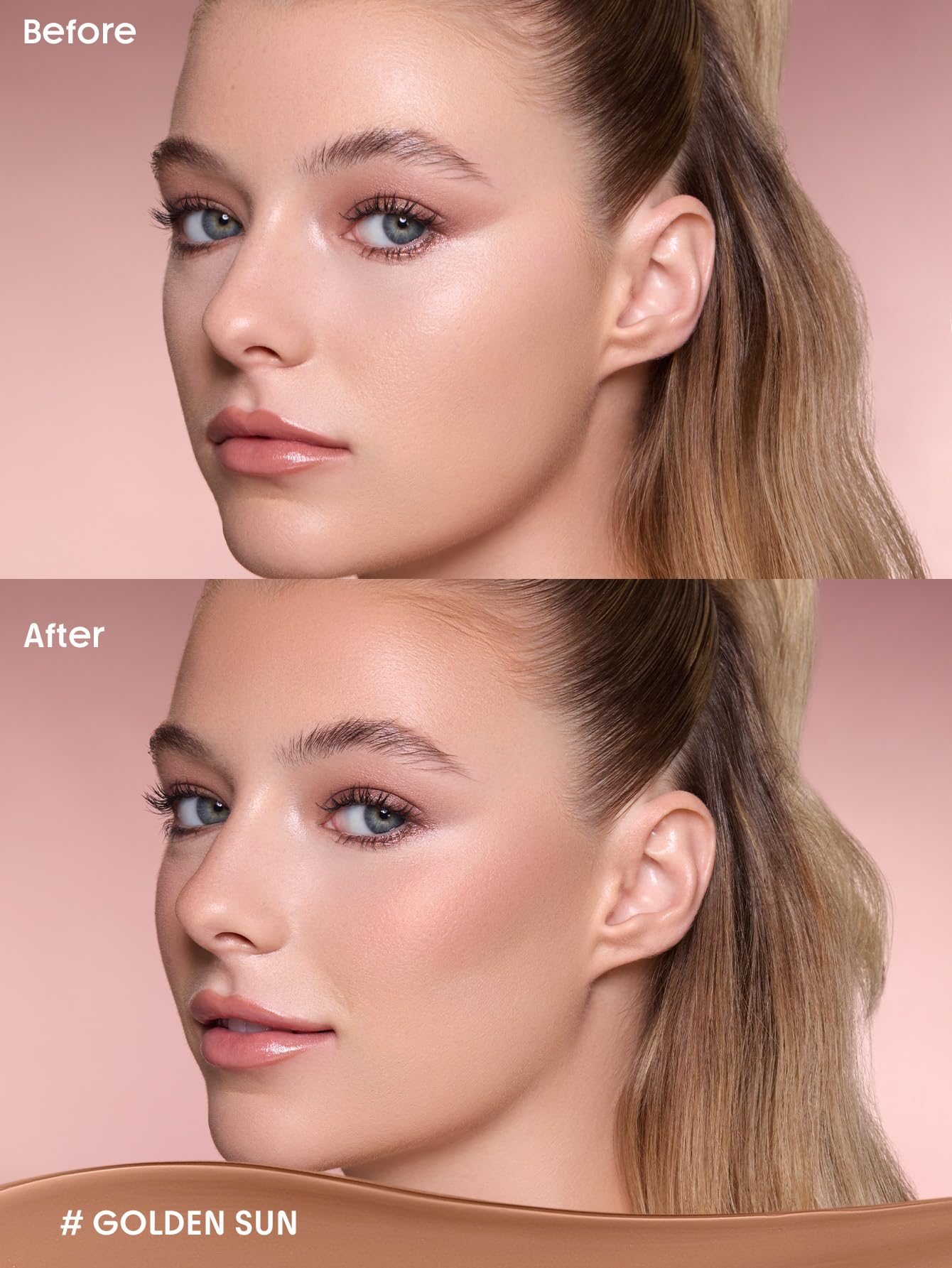 SHEGLAM cream contour stick in Golden Sun with the cap off revealing the tapered sculpting tip.