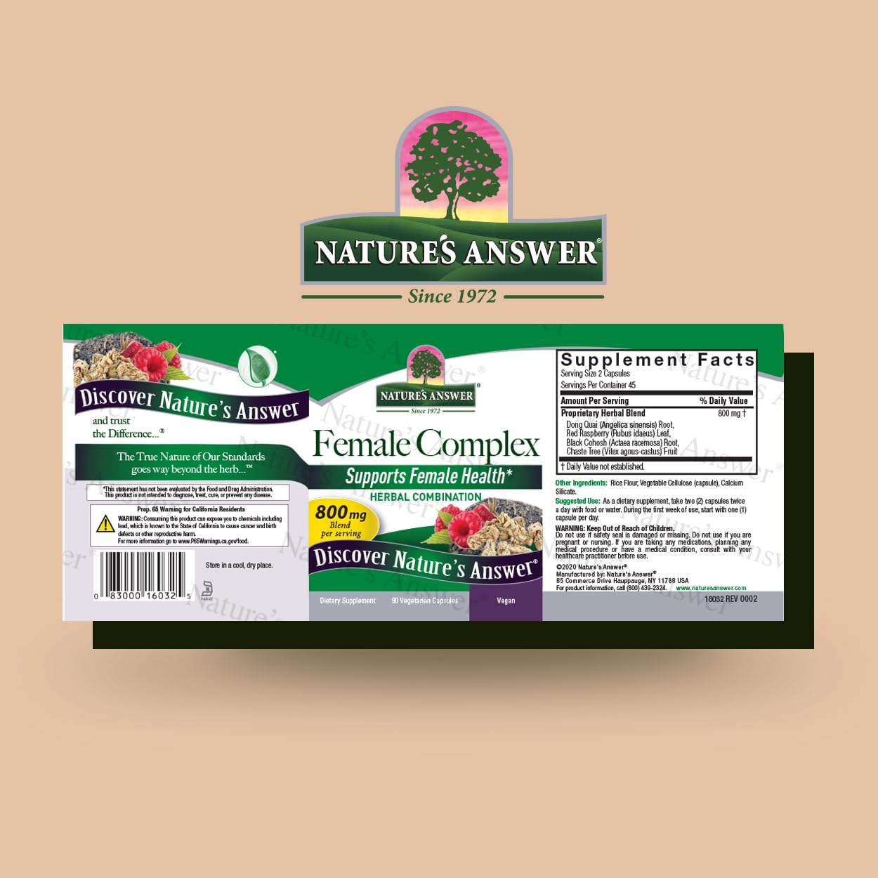 Nature's Answer Female Complex supplement facts and herbal blend ingredients list