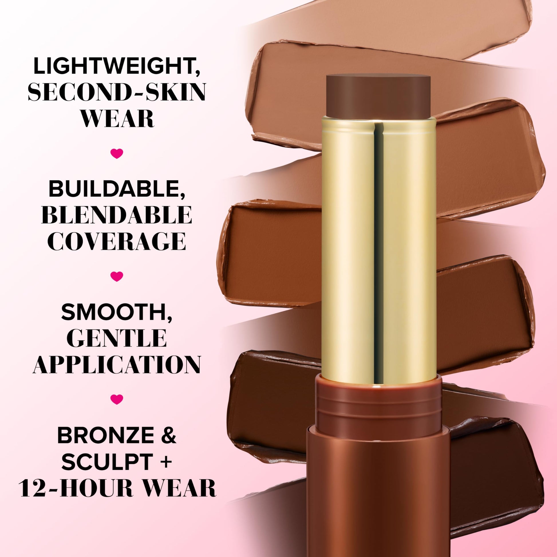 Too Faced multi use bronzing and sculpting stick shade swatch on skin