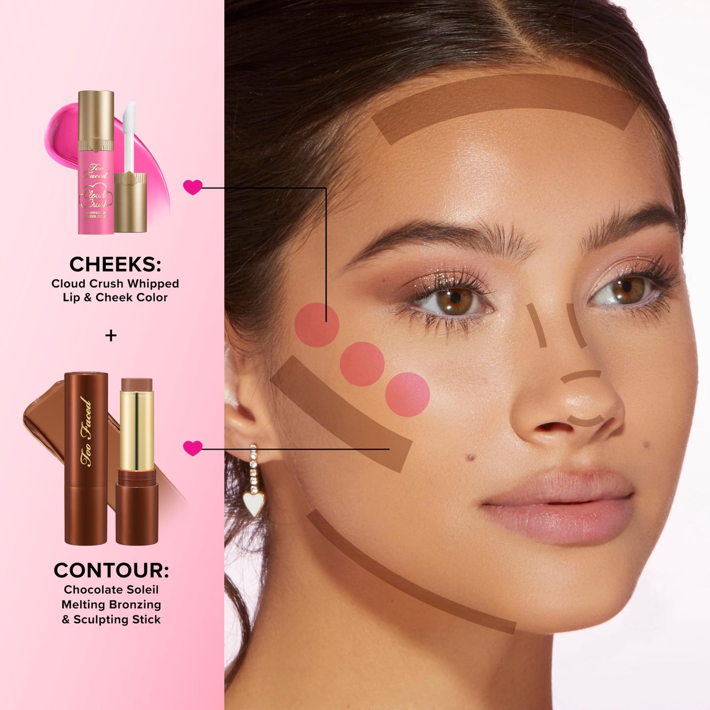 Too Faced lightweight longwear cream bronzer stick for facial sculpting