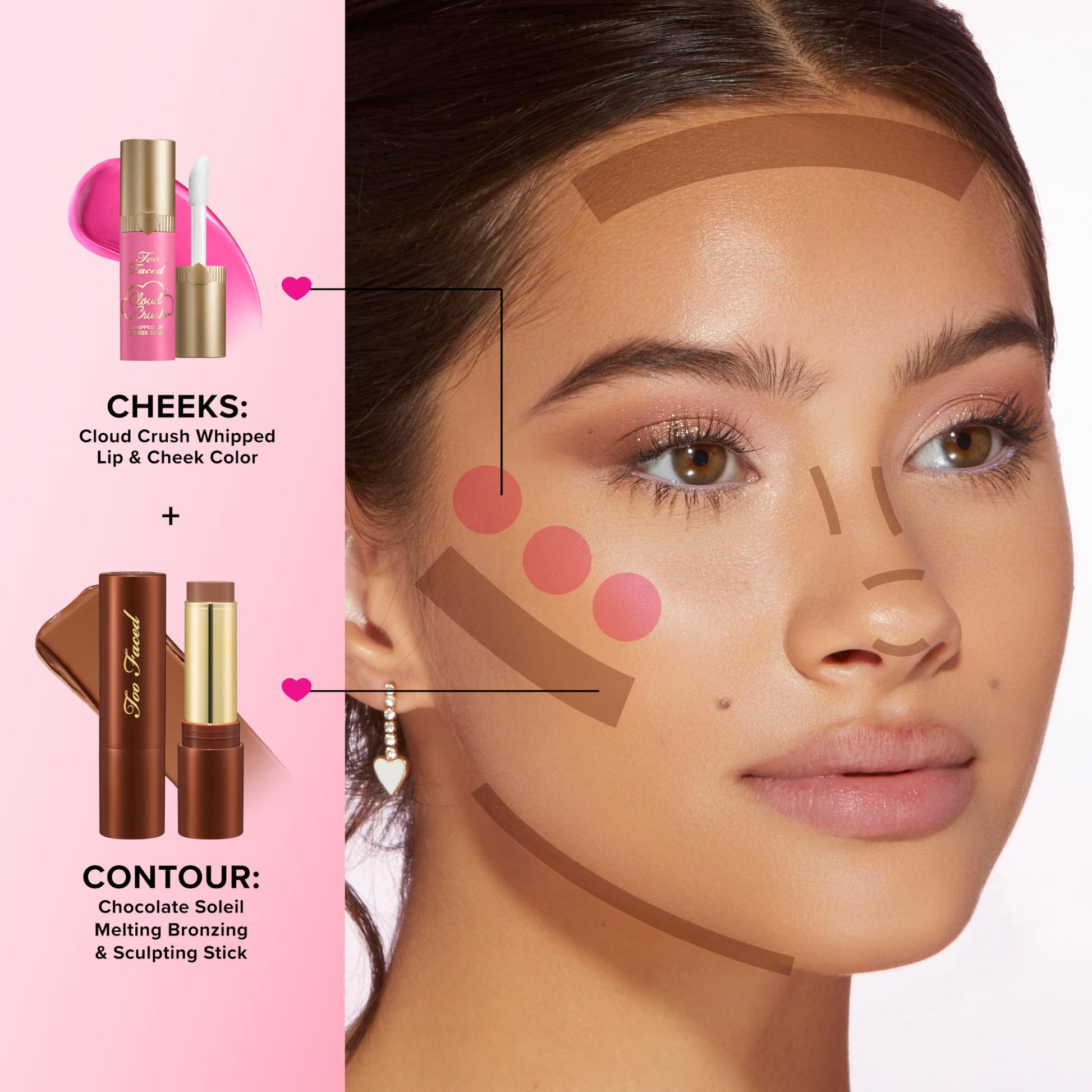 Too Faced lightweight longwear cream bronzer stick for facial sculpting