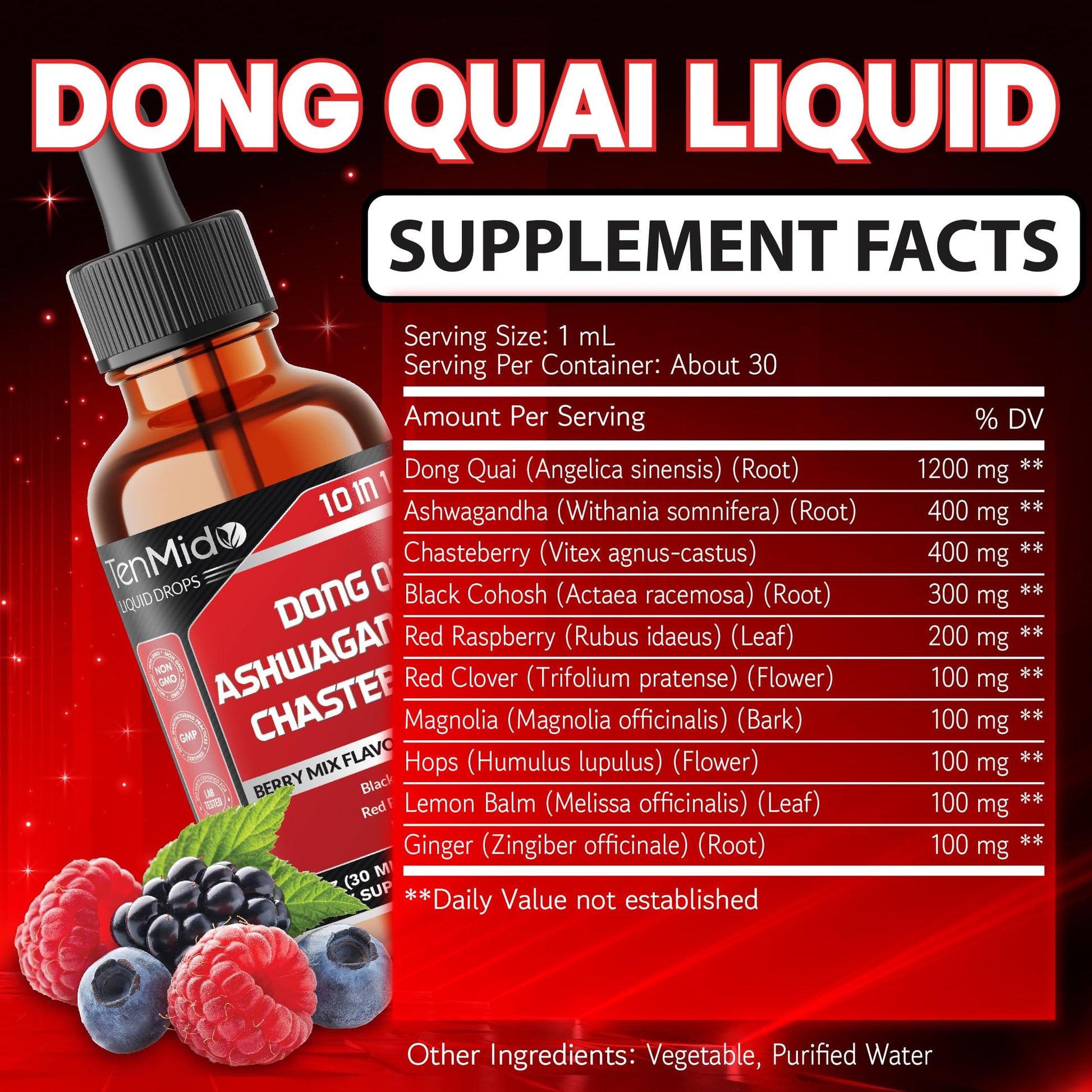 Tenmido liquid herbal drops for women hormone balance nutrition label details