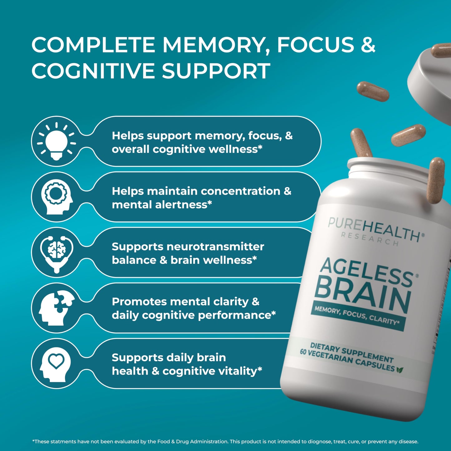 Ageless Brain memory and focus capsules imported from USA