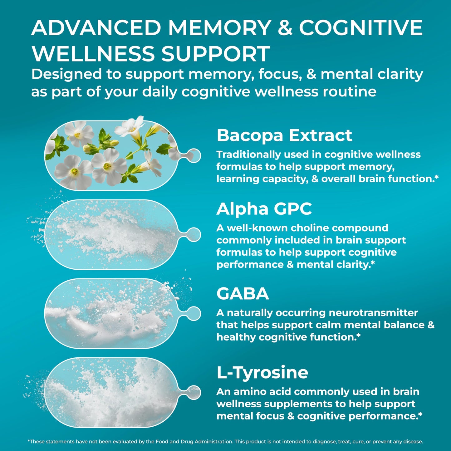 PureHealth Research brain booster supplement for adults supplement facts