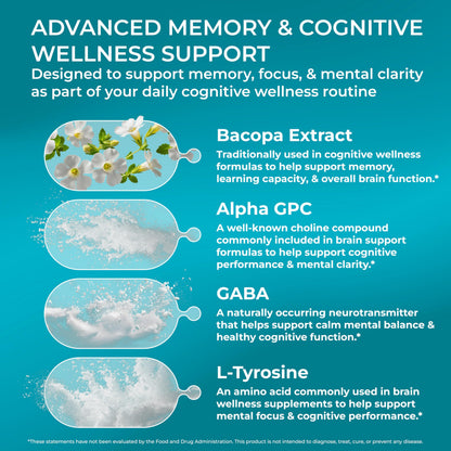 PureHealth Research brain booster supplement for adults supplement facts