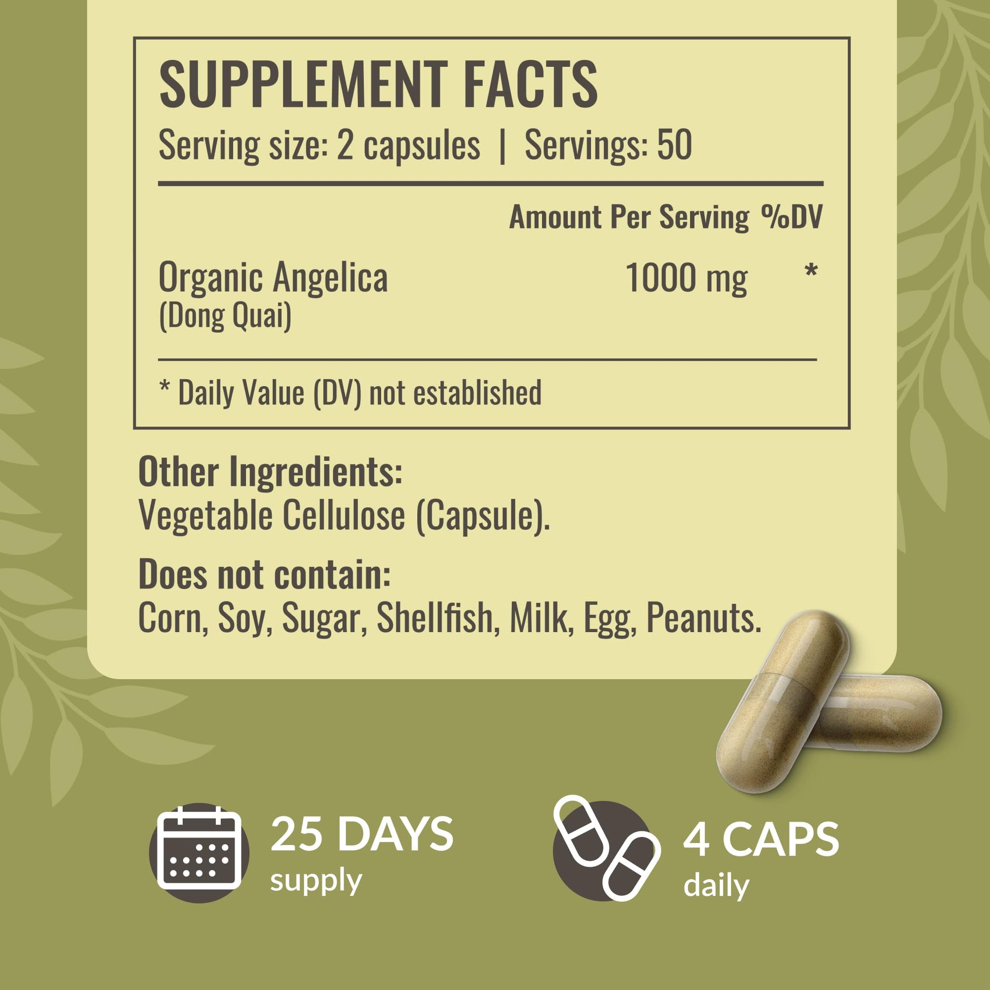 Close-up of the non-GMO label on the HERBAMAMA Dong Quai dietary supplement bottle.
