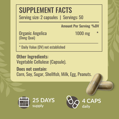 Close-up of the non-GMO label on the HERBAMAMA Dong Quai dietary supplement bottle.