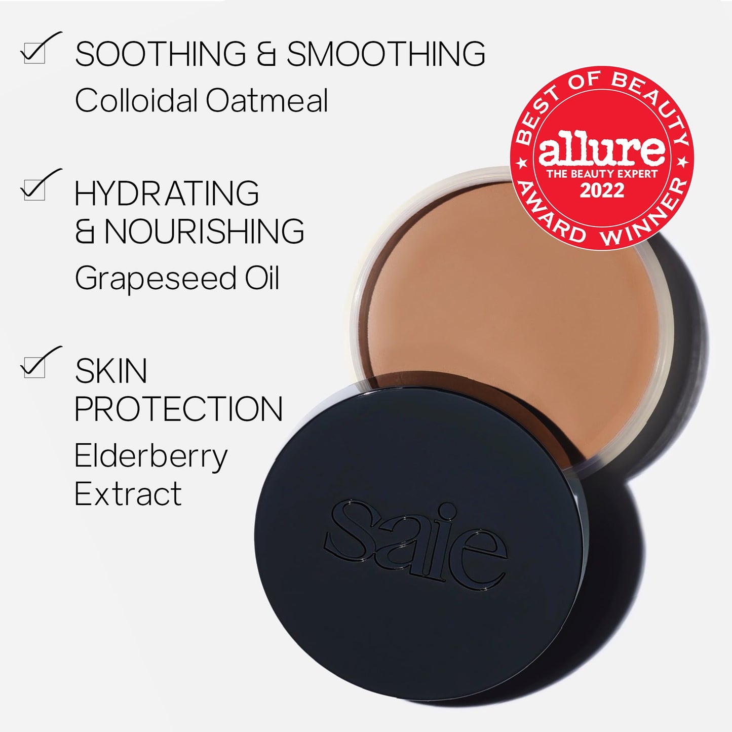 Saie buildable balm face bronzer texture swatch close up