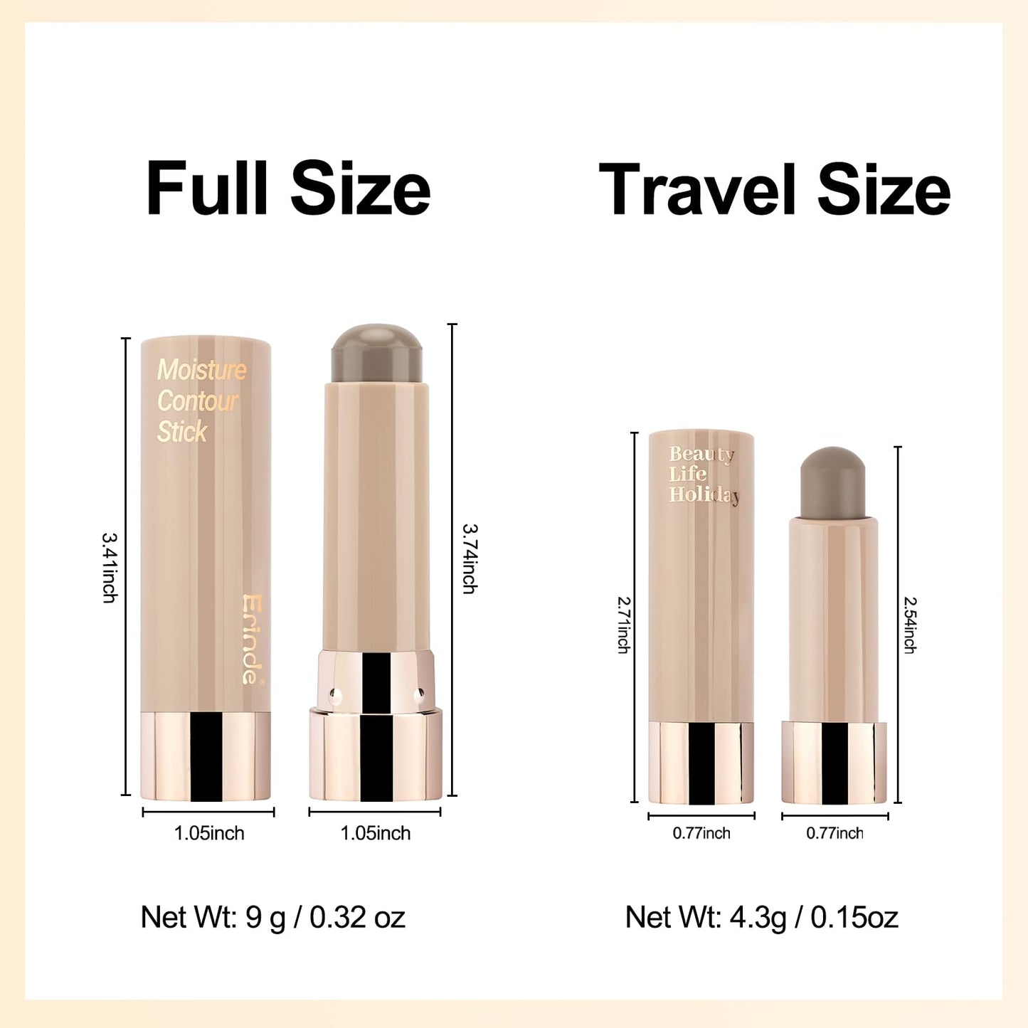 Erinde cream contour stick for fair skin being applied to show its smooth matte texture.