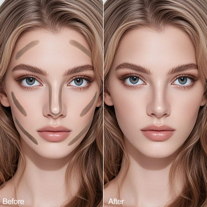 Swatch comparison of Erinde cool gray brown shade showing true ash undertones on light skin.