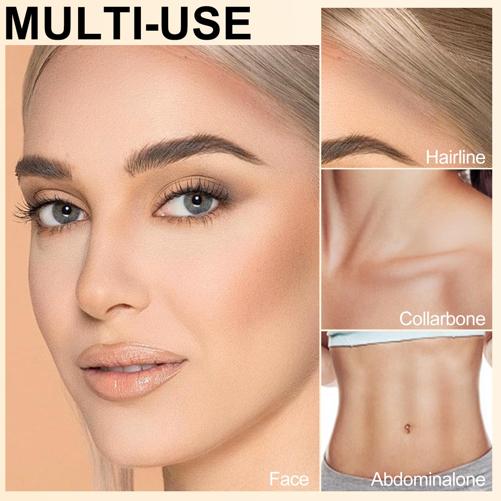 Erinde waterproof face shaping contour stick being blended seamlessly on the nose and cheekbones.