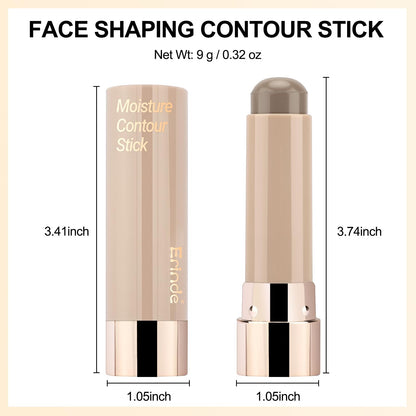Before and after face sculpting results using the long lasting Erinde cool toned makeup stick.