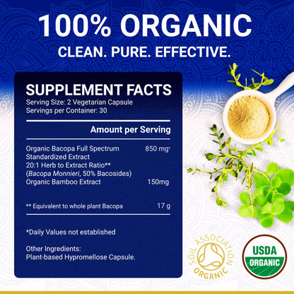 True Veda 50 percent bacosides ayurvedic food supplement for stress relief