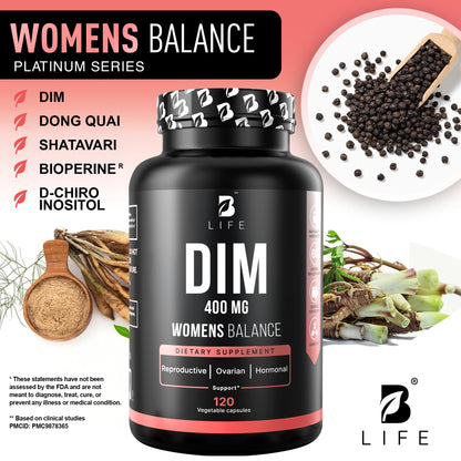 B Life Company fertility supplement bottle showing one hundred twenty capsules count