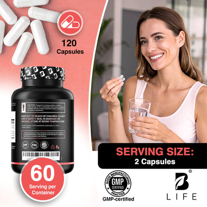 Side panel of B Life DIM showing comprehensive inositol and black pepper ingredients