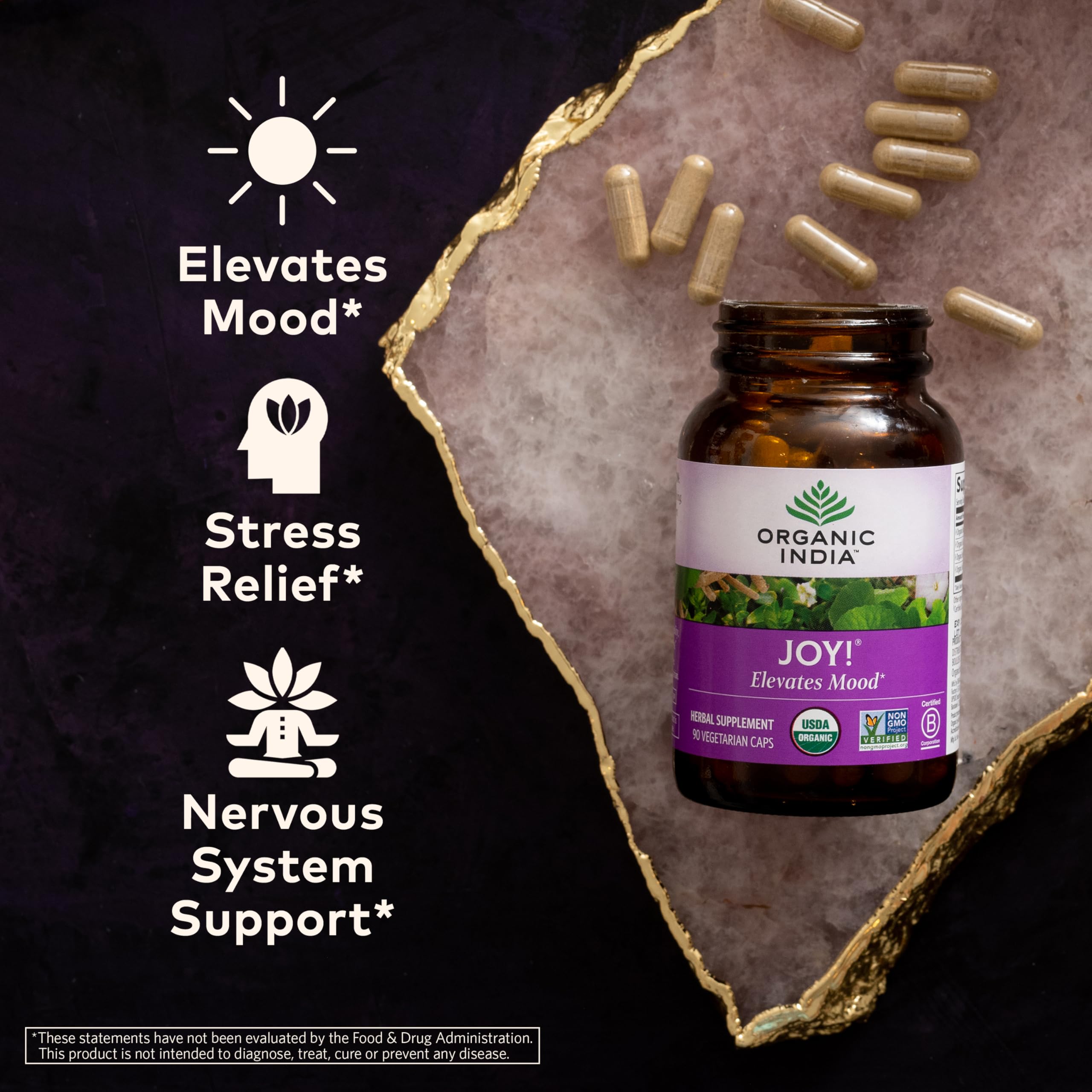 Organic India Joy 90 vegetarian capsules supplement facts and ingredients