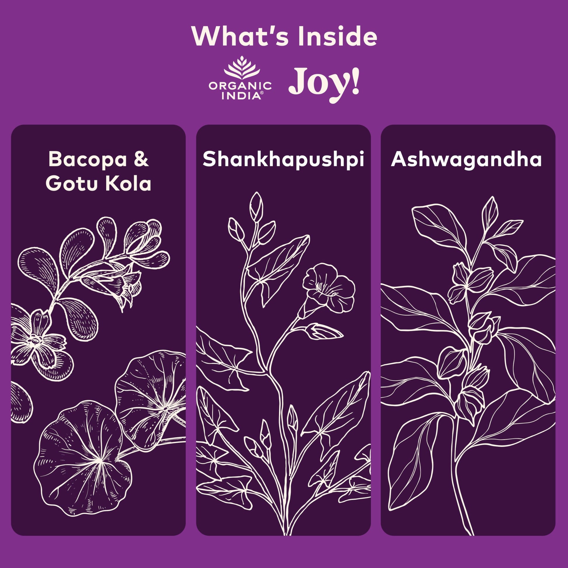Organic India Joy mood and memory formula USDA Organic certification seal