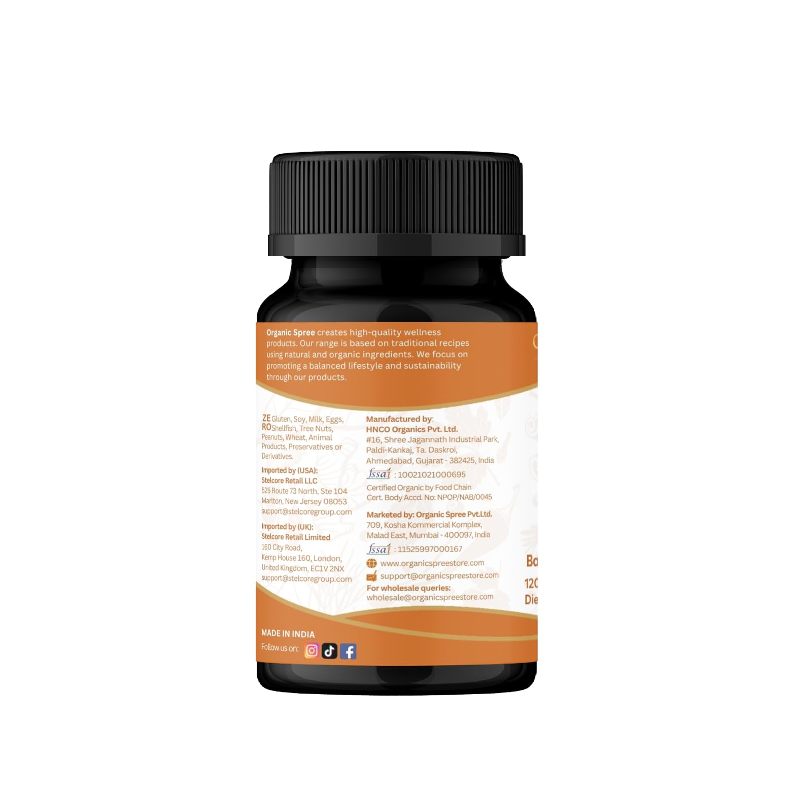 Organic Spree USDA certified organic Brahmi plant leaf extract supplement presentation
