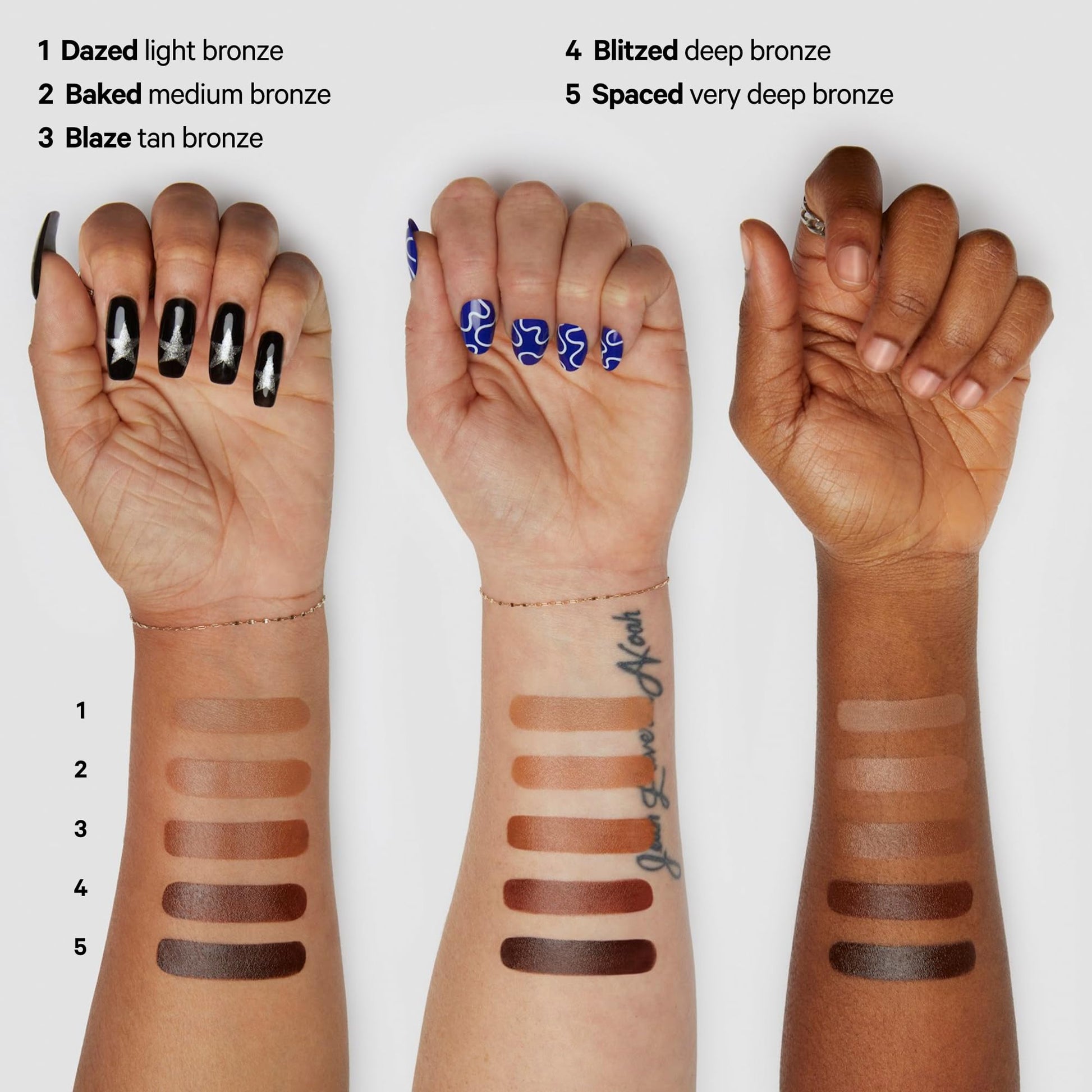 Milk Makeup Baked shade bronzer swatch on skin demonstrating seamless blendability