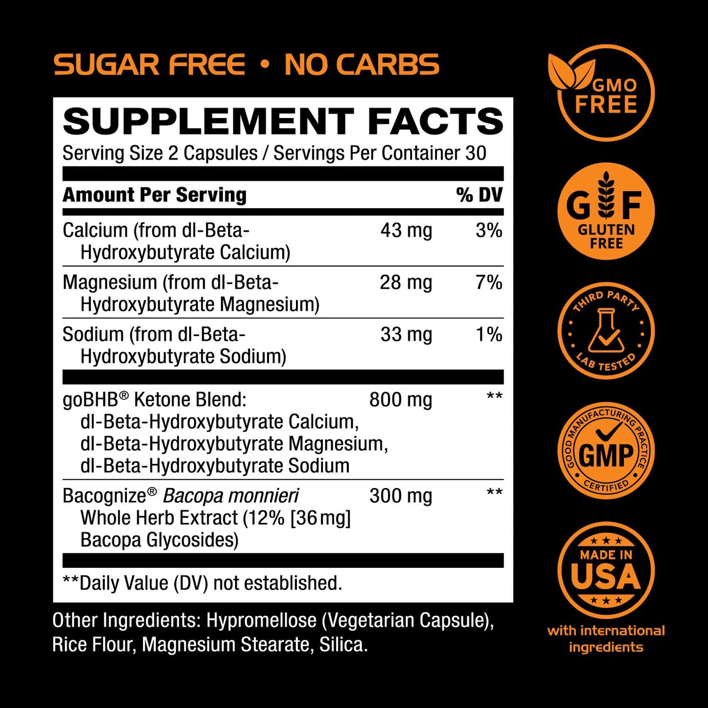 Real Ketones exogenous ketone and Brahmi nootropic capsules for jitter free clean mental energy.
