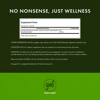 Imported USA Swanson Bacopa Monnieri 90 capsules bottle showing cognitive benefits
