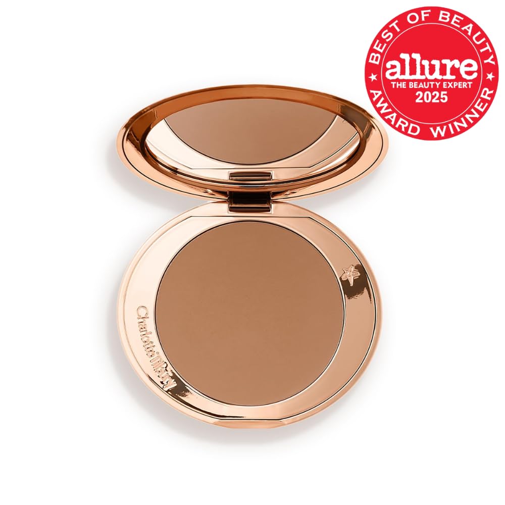 Charlotte Tilbury face and body blurring matte bronzer pan open view showing the smooth powder texture