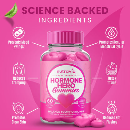 Nutravia imported women hormone balance gummies supplement facts labels