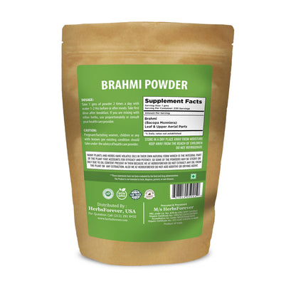 Herbsforever Brahmi Ayurvedic herbal powder packaging details and organic ingredients