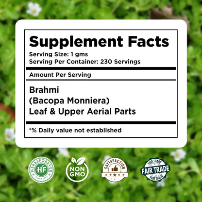 Herbsforever vegan and non GMO Brahmi powder dietary supplement 230 Grams